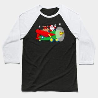 Santa Claus Flying an Airplane filled with Gifts Baseball T-Shirt